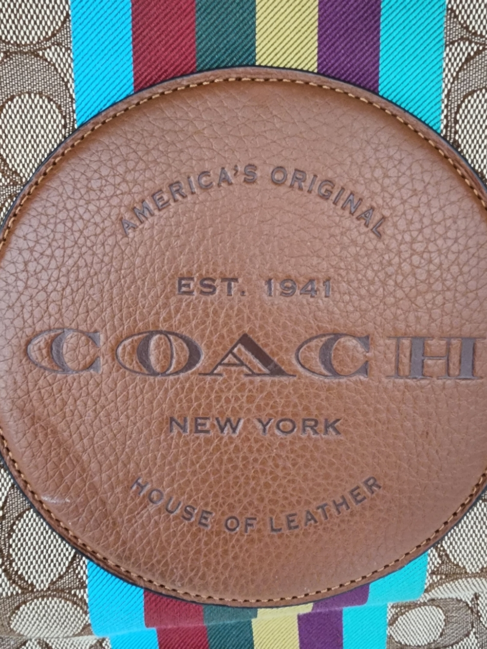 Coach Dempsey Tote 40 - Signature Jacquard Stripe & Leather Patch - Picture 2 of 16